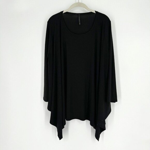 IC By Connie K Shirt Women’s black large L relaxed oversized top blouse office - Picture 1 of 5